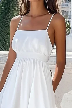Branco Linha-A Alças Finas Longos Vestidos de Noiva