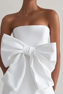 Branco Linha-A Arco Sem Alças Assimétrico Vestidinho Branco