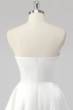 Branco Linha-A Pescoço Quadrado Curto Vestidinho Branco
