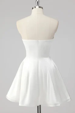 Branco Linha-A Sem Alças Curto Vestidinho Branco