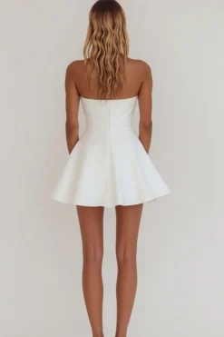 Branco Linha-A Sem Alças Curto Vestidinho Branco