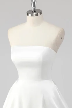 Branco Linha-A Sem Alças Curto Vestidinho Branco