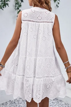 Branco Linha-A Sem Mangas Mini Vestido Verão