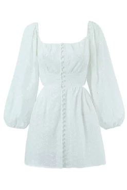 Branco mangas compridas curto vestido de formatura