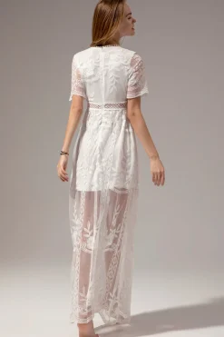 Branco Renda Vestido de Verão