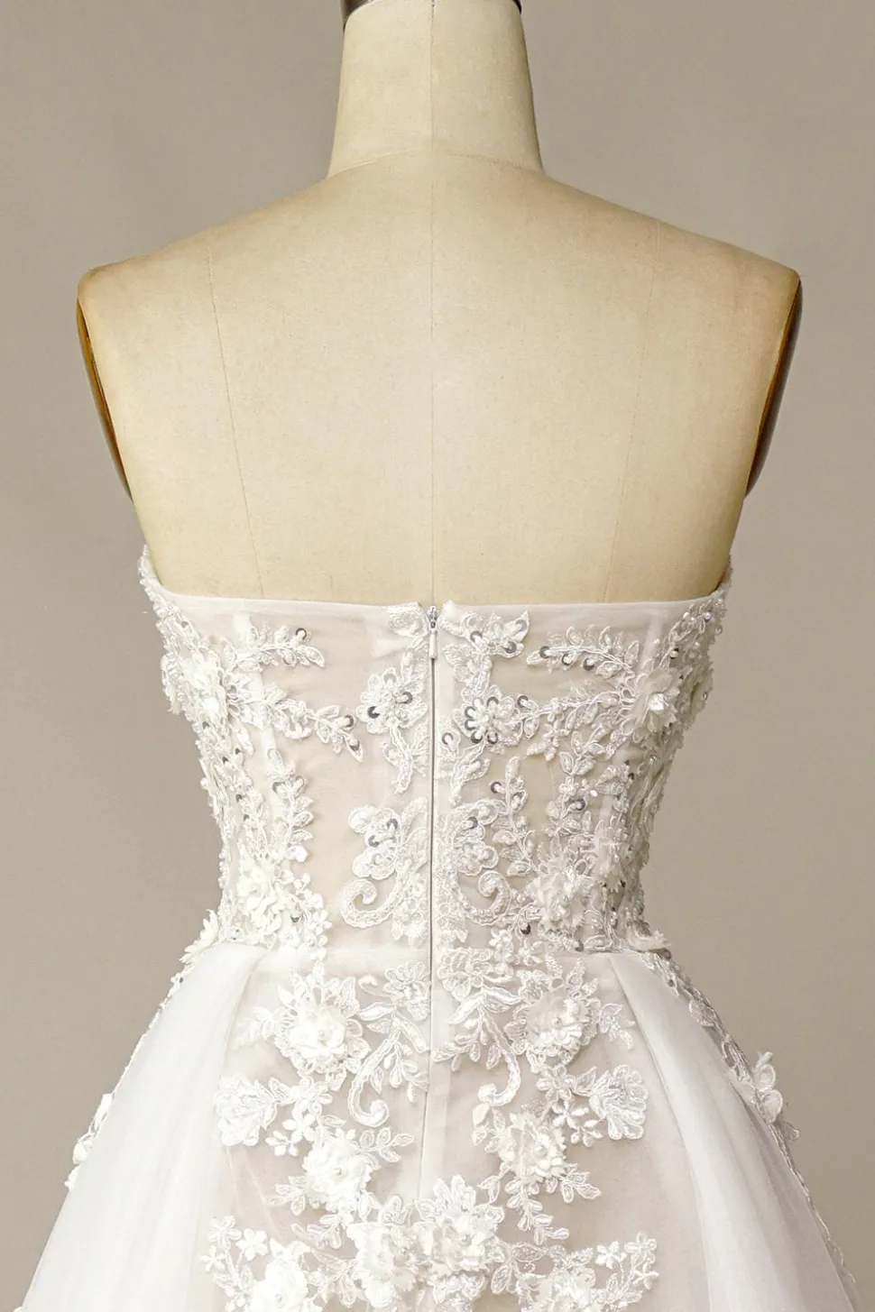 Branco Sem Alças Linha-A Vestido de Noiva com Apliques