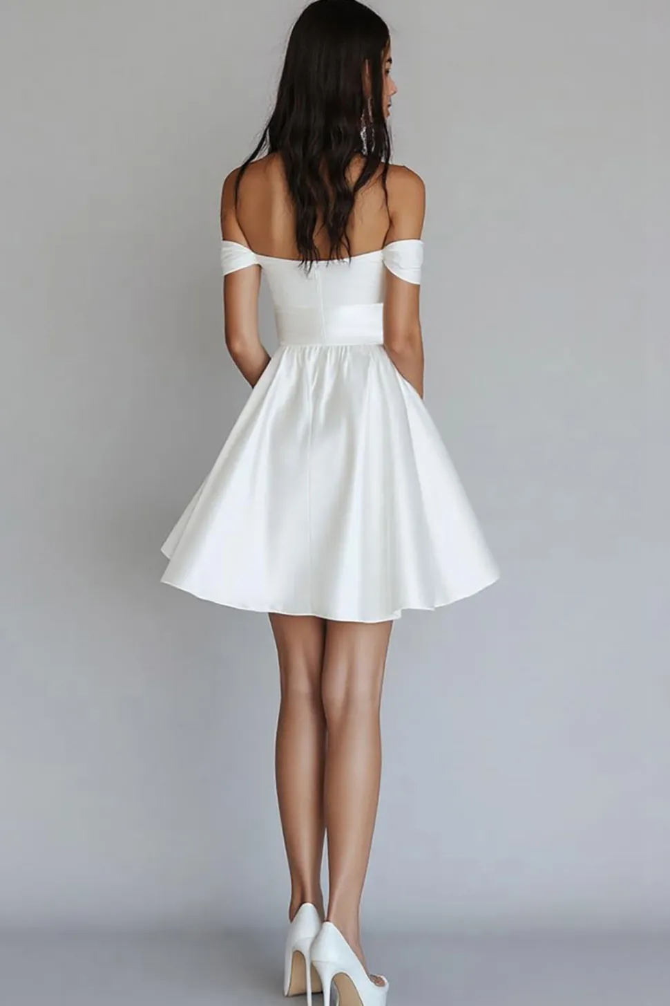 Branco Uma linha fora do ombro vestido de formatura