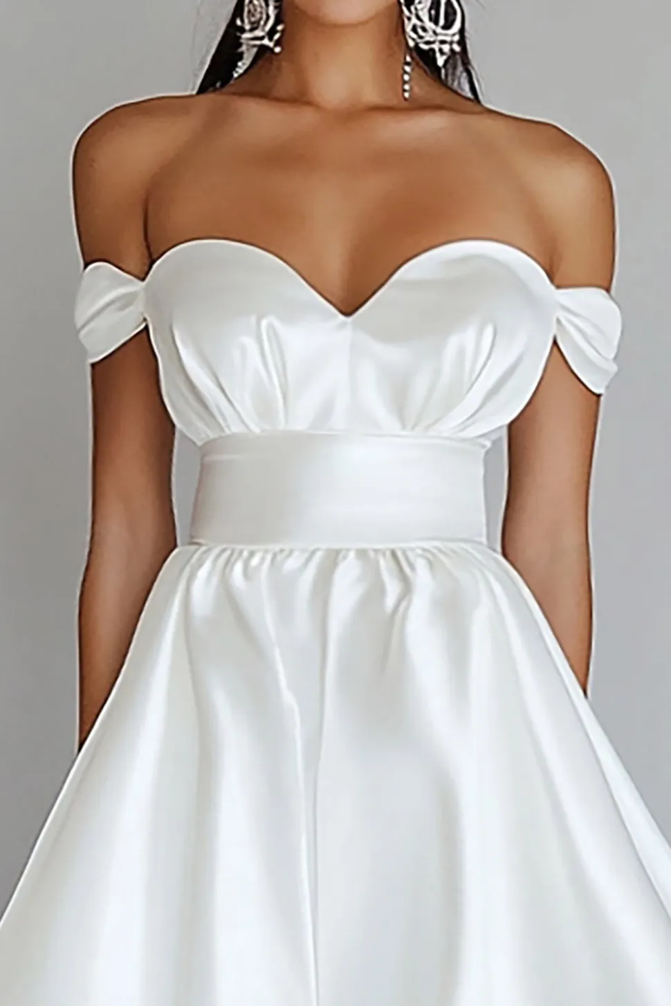Branco Uma linha fora do ombro vestido de formatura