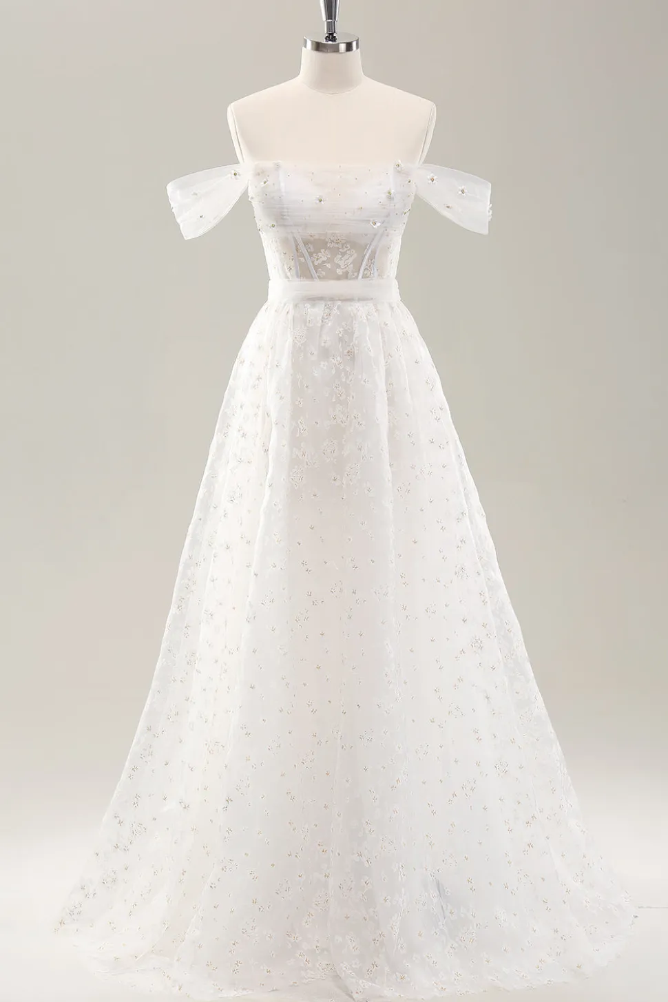 Branco Uma linha fora do ombro espartilho vestido de noiva com renda para trás