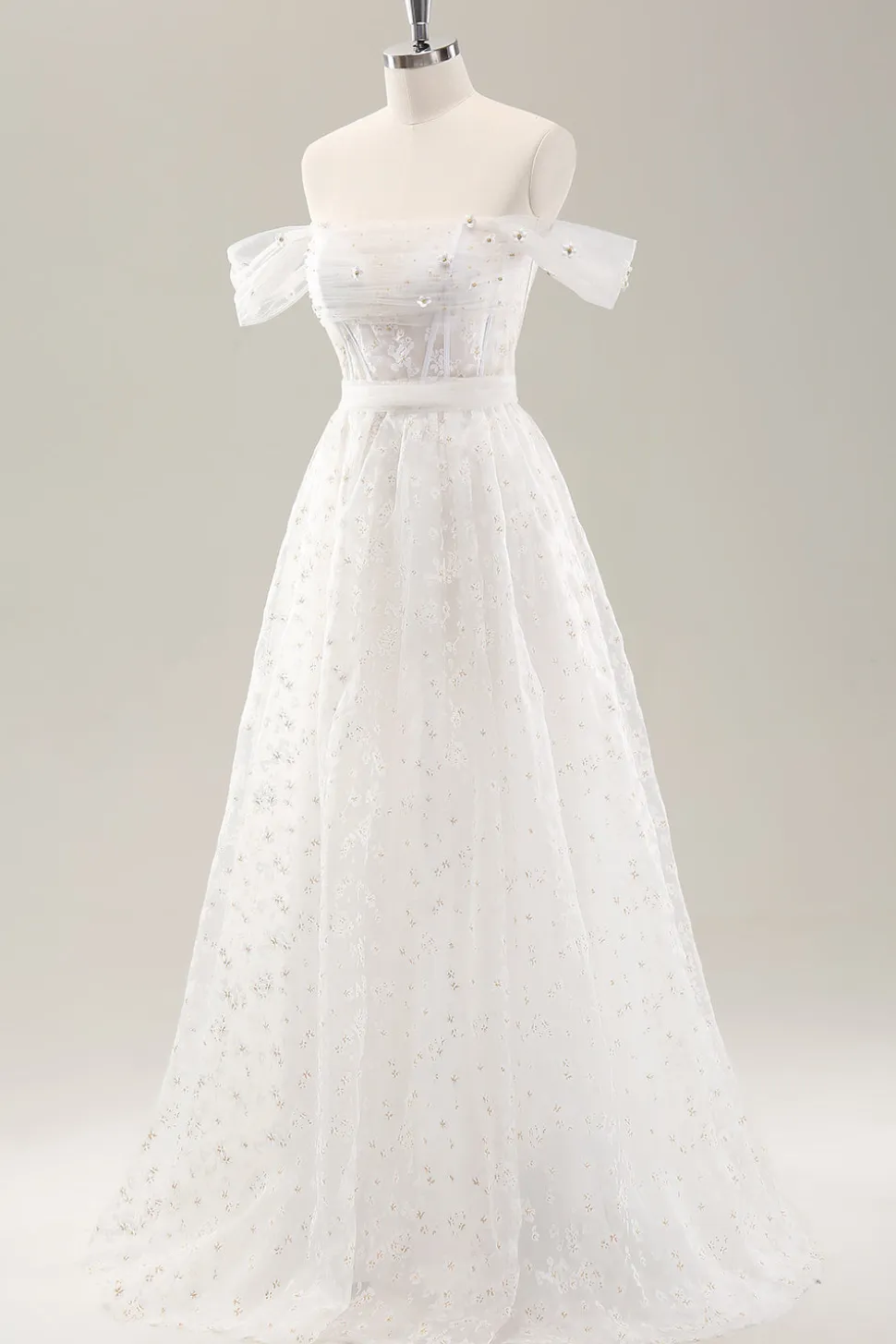 Branco Uma linha fora do ombro espartilho vestido de noiva com renda para trás