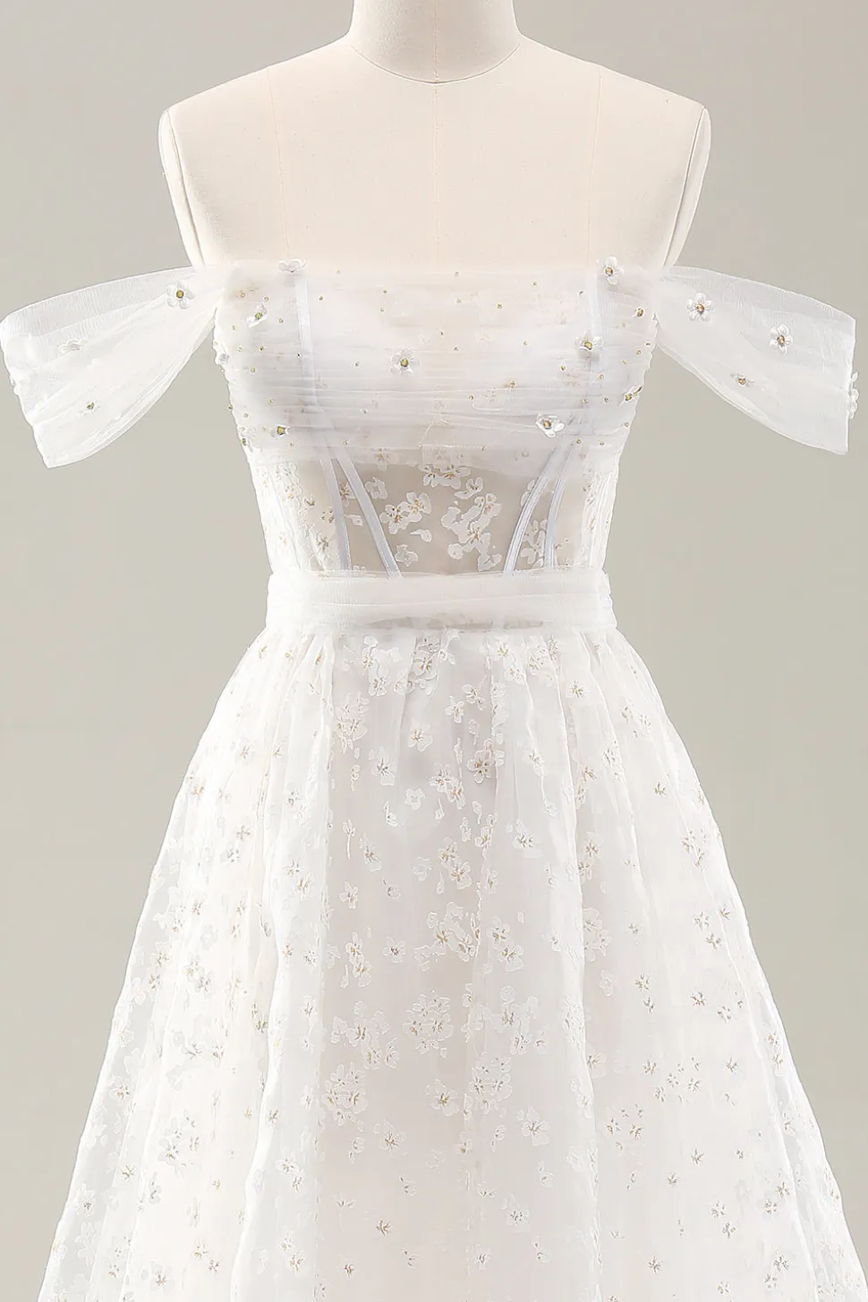 Branco Uma linha fora do ombro espartilho vestido de noiva com renda para trás