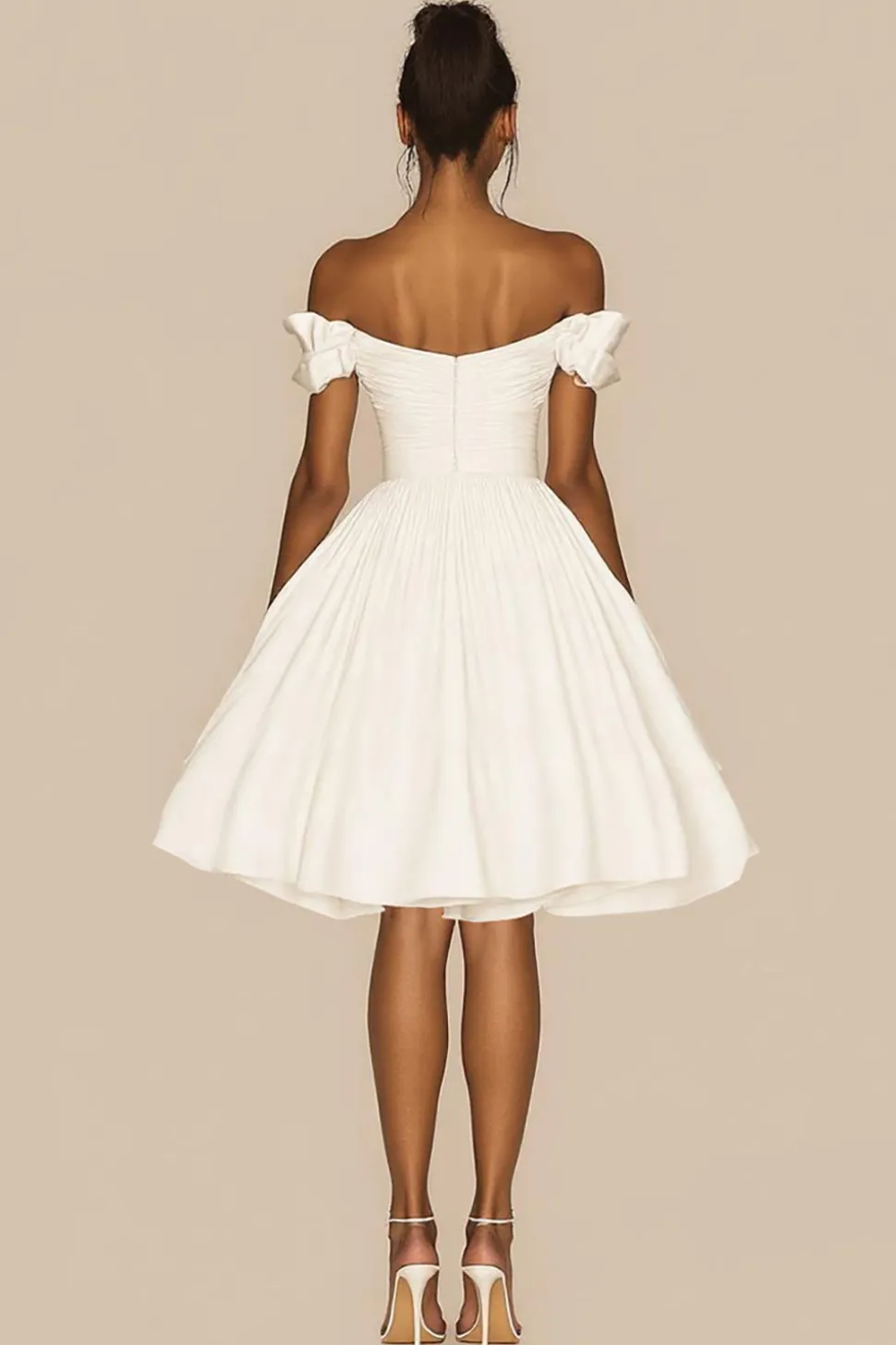 Branco Uma linha fora do ombro cetim babado vestido de formatura