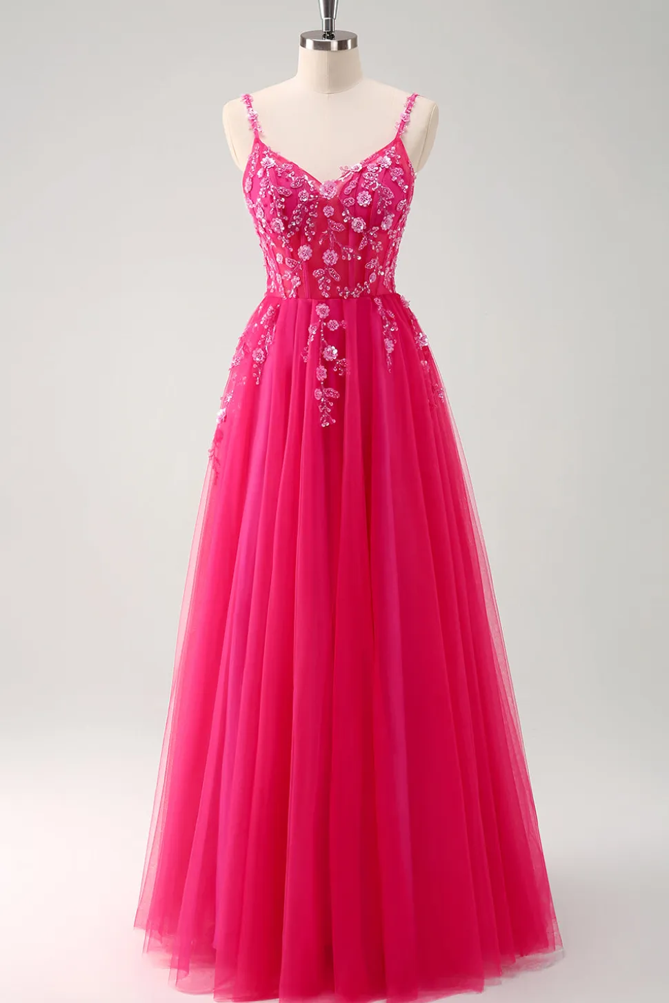 Brilhante A-Line Royal Blue Spaghetti Correias Corset Long Prom Dress