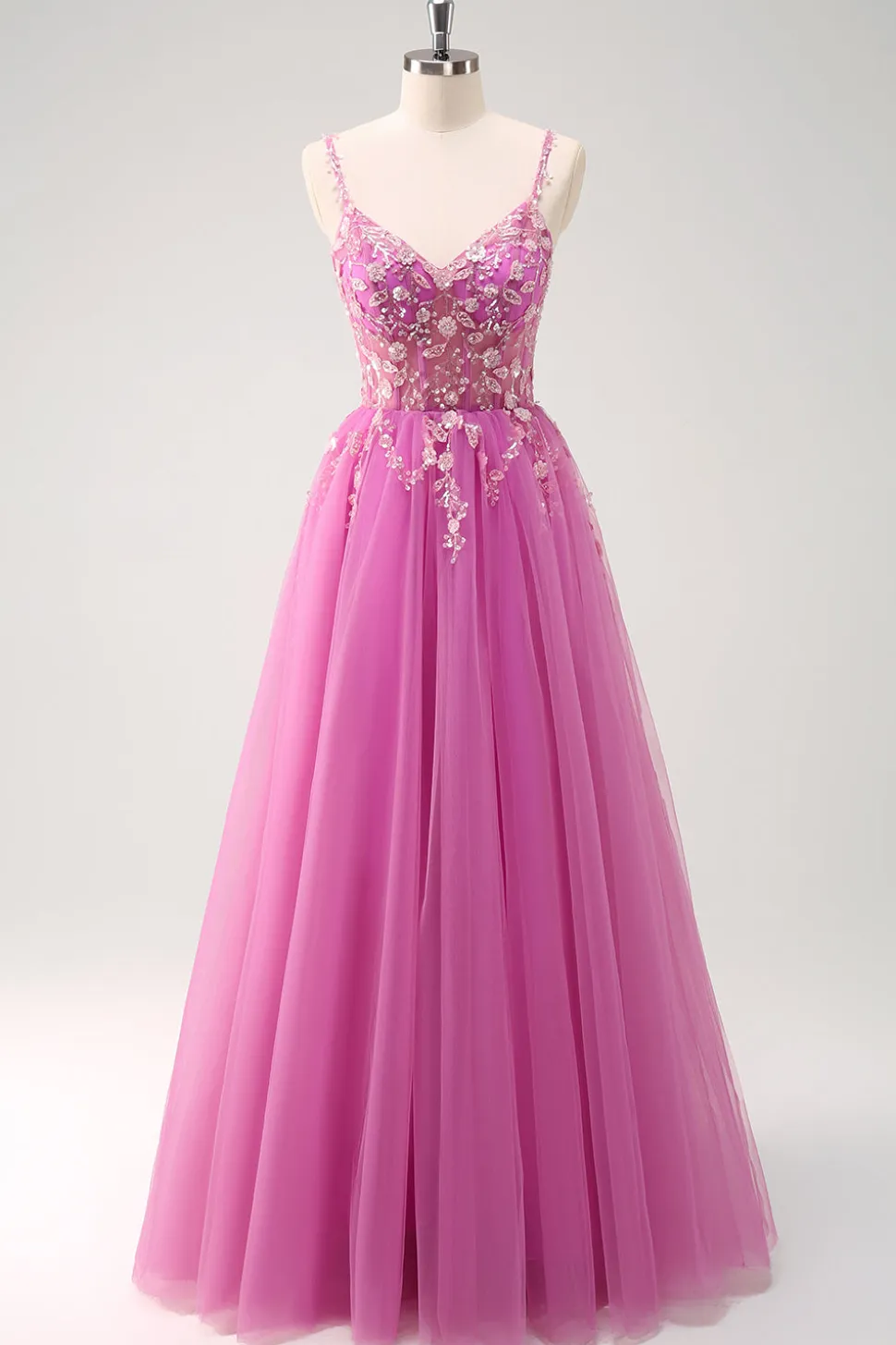 Brilhante A-Line Royal Blue Spaghetti Correias Corset Long Prom Dress