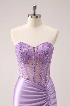 Brilhante Beading Lilac Corset Short Tight Homecoming Dress