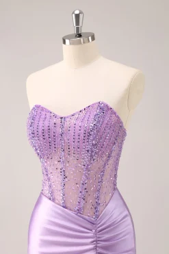 Brilhante Beading Lilac Corset Short Tight Homecoming Dress