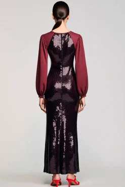 Brilhante preto Sequins bainha vestido de casamento convidado