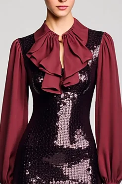 Brilhante preto Sequins bainha vestido de casamento convidado