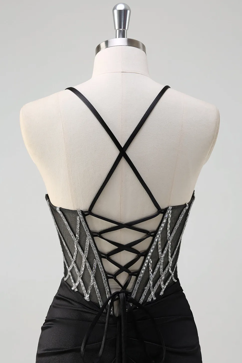 Brilhante preto sereia halter pescoço frisado longo vestido de baile com fenda