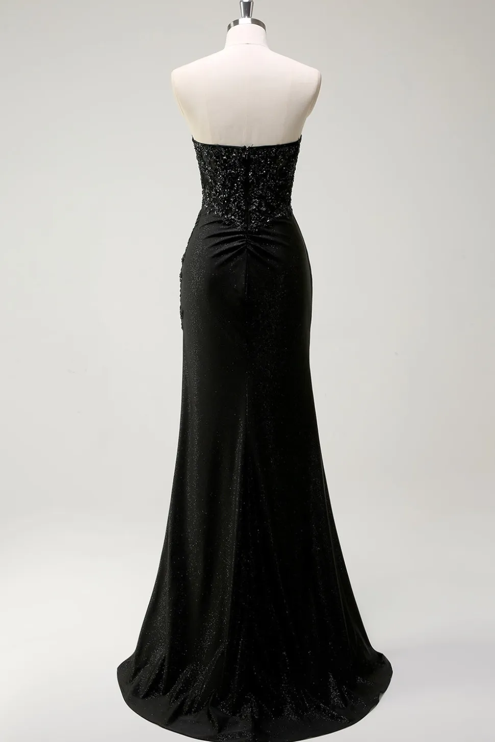 Brilhante querido preto longo vestido de baile de lantejoulas com fenda