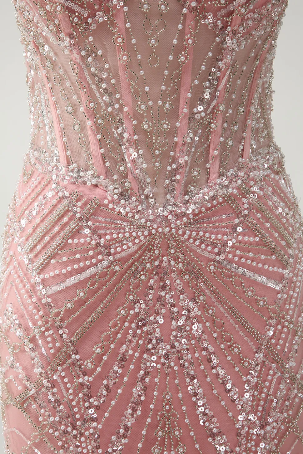 Brilhante Rosa Sereia Esparguete Correias Corset Long Prom Dress