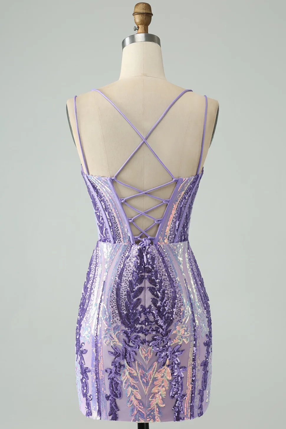 Brilhante roxo escuro espaguete correias espartilho Homecoming vestido com lantejoulas