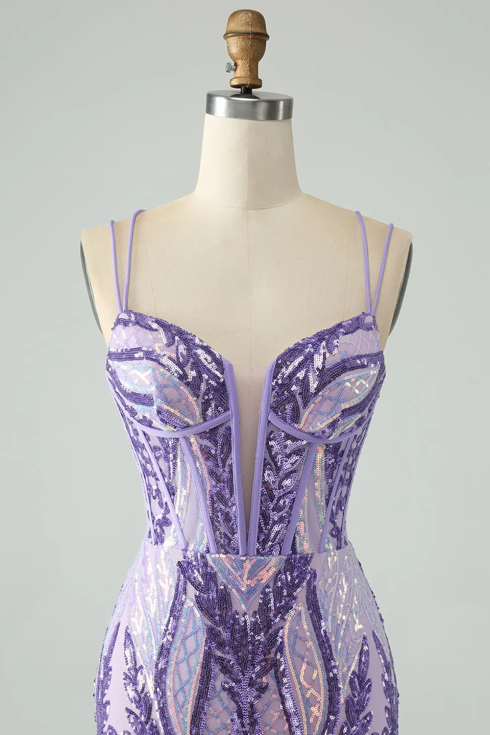 Brilhante roxo escuro espaguete correias espartilho Homecoming vestido com lantejoulas