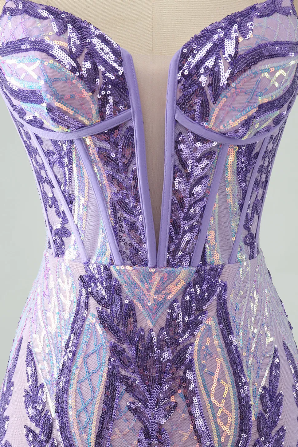 Brilhante roxo escuro espaguete correias espartilho Homecoming vestido com lantejoulas