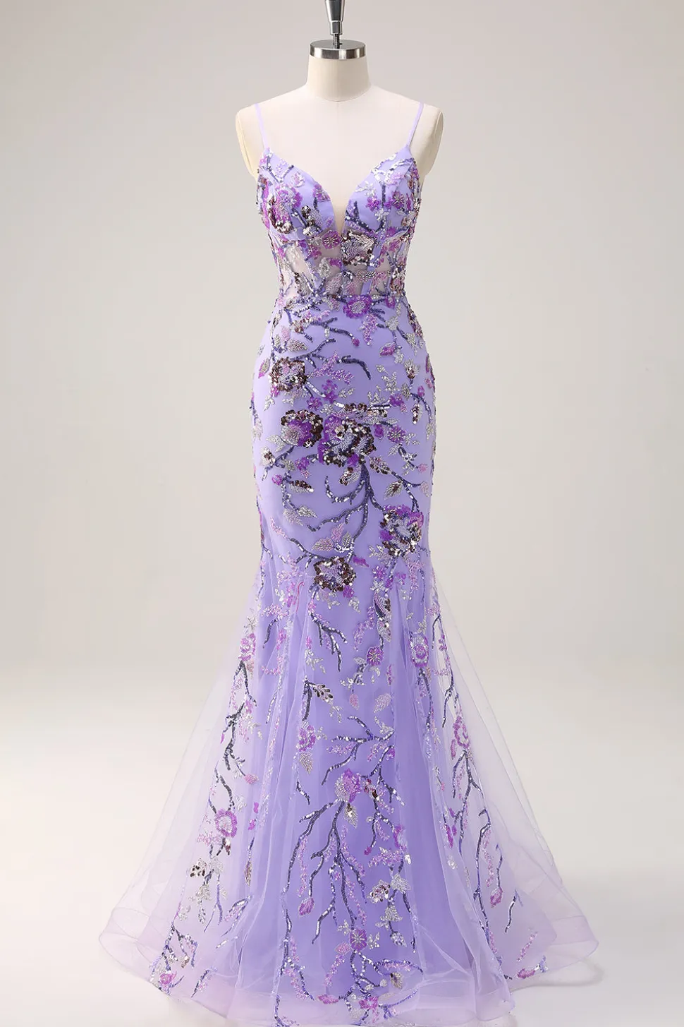 Brilhante roxo sereia espaguete correias espartilho longo lantejoulas vestido de baile