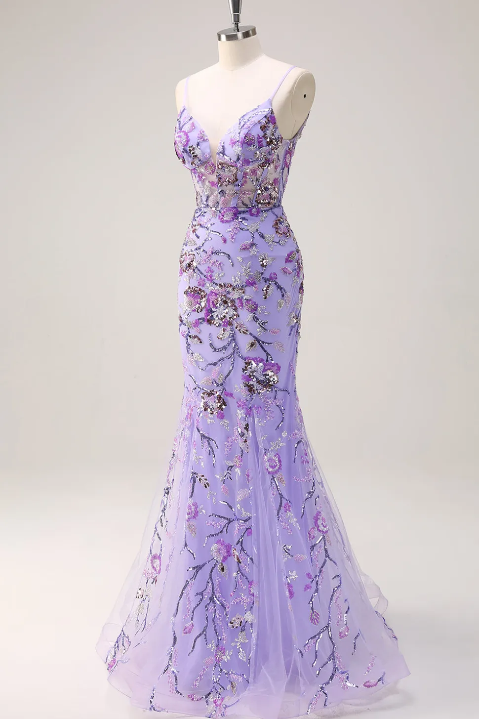 Brilhante roxo sereia espaguete correias espartilho longo lantejoulas vestido de baile
