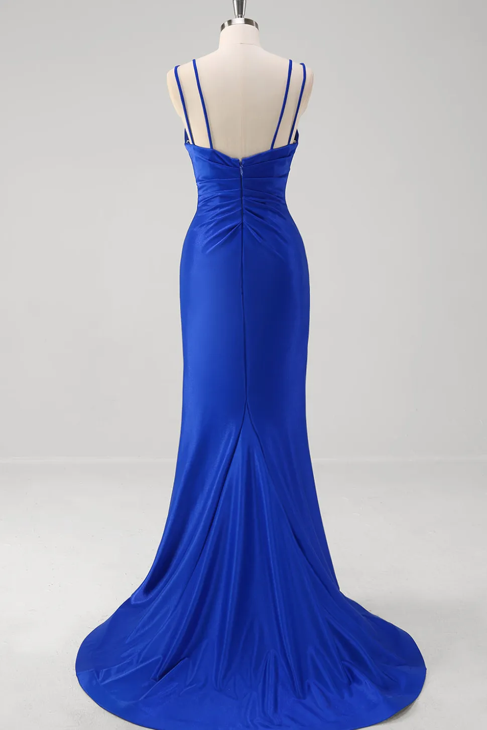 Brilhante Royal Blue Sereia Esparguete Alças Long Prom Vestido Com Fenda