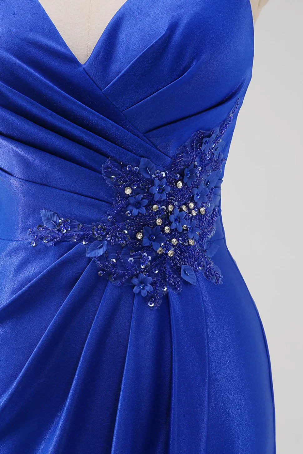 Brilhante Royal Blue Sereia Esparguete Alças Long Prom Vestido Com Fenda