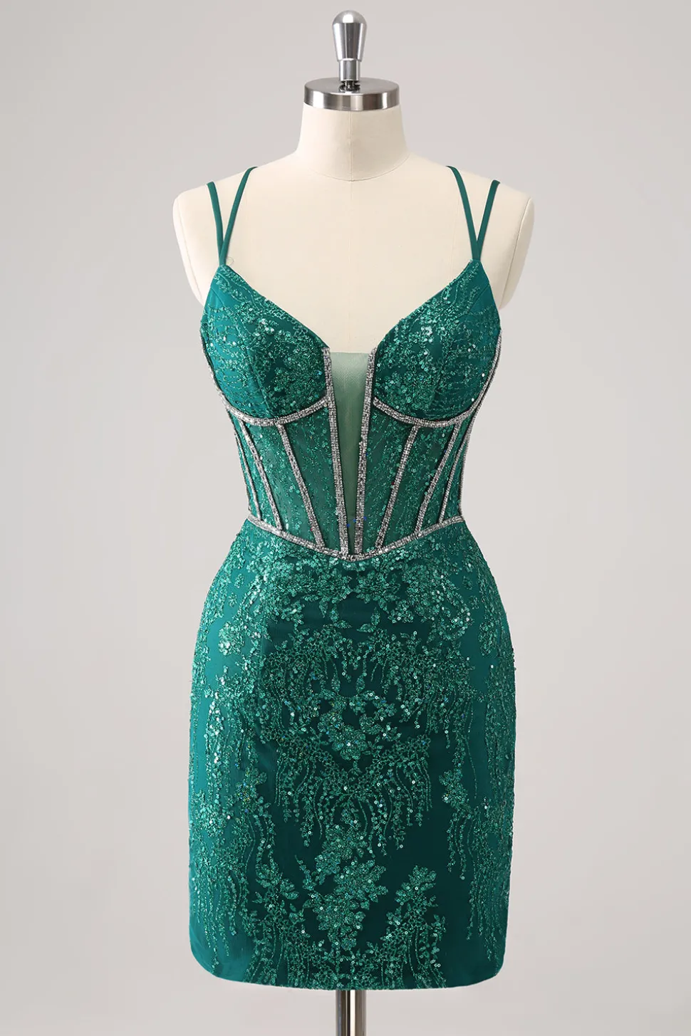 Brilhante Royal Blue Spaghetti Correias Corset Tight Homecoming Dress com Sequins