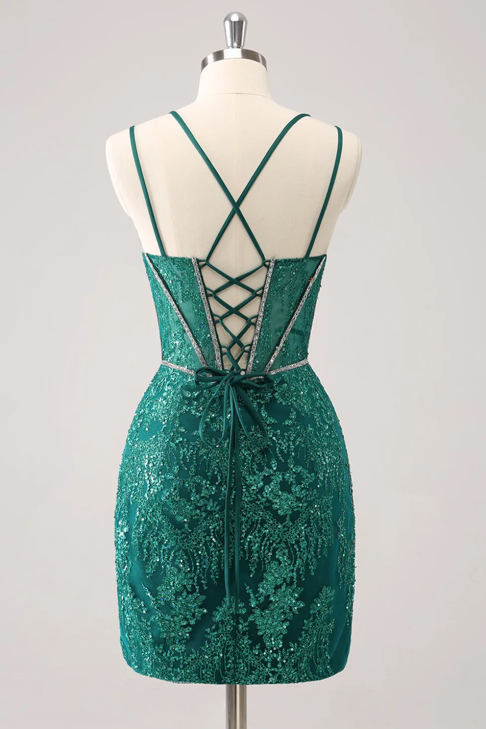 Brilhante Royal Blue Spaghetti Correias Corset Tight Homecoming Dress com Sequins