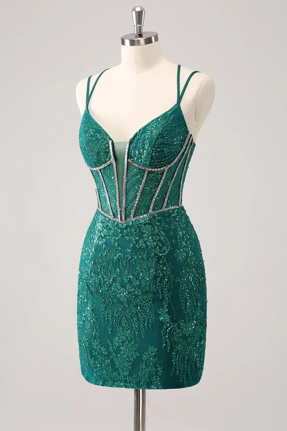Brilhante Royal Blue Spaghetti Correias Corset Tight Homecoming Dress com Sequins