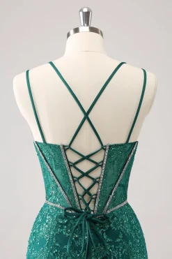 Brilhante Royal Blue Spaghetti Correias Corset Tight Homecoming Dress com Sequins