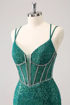 Brilhante Royal Blue Spaghetti Correias Corset Tight Homecoming Dress com Sequins