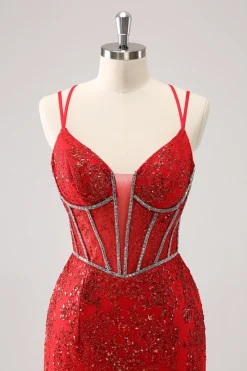 Brilhante Royal Blue Spaghetti Correias Corset Tight Homecoming Dress com Sequins