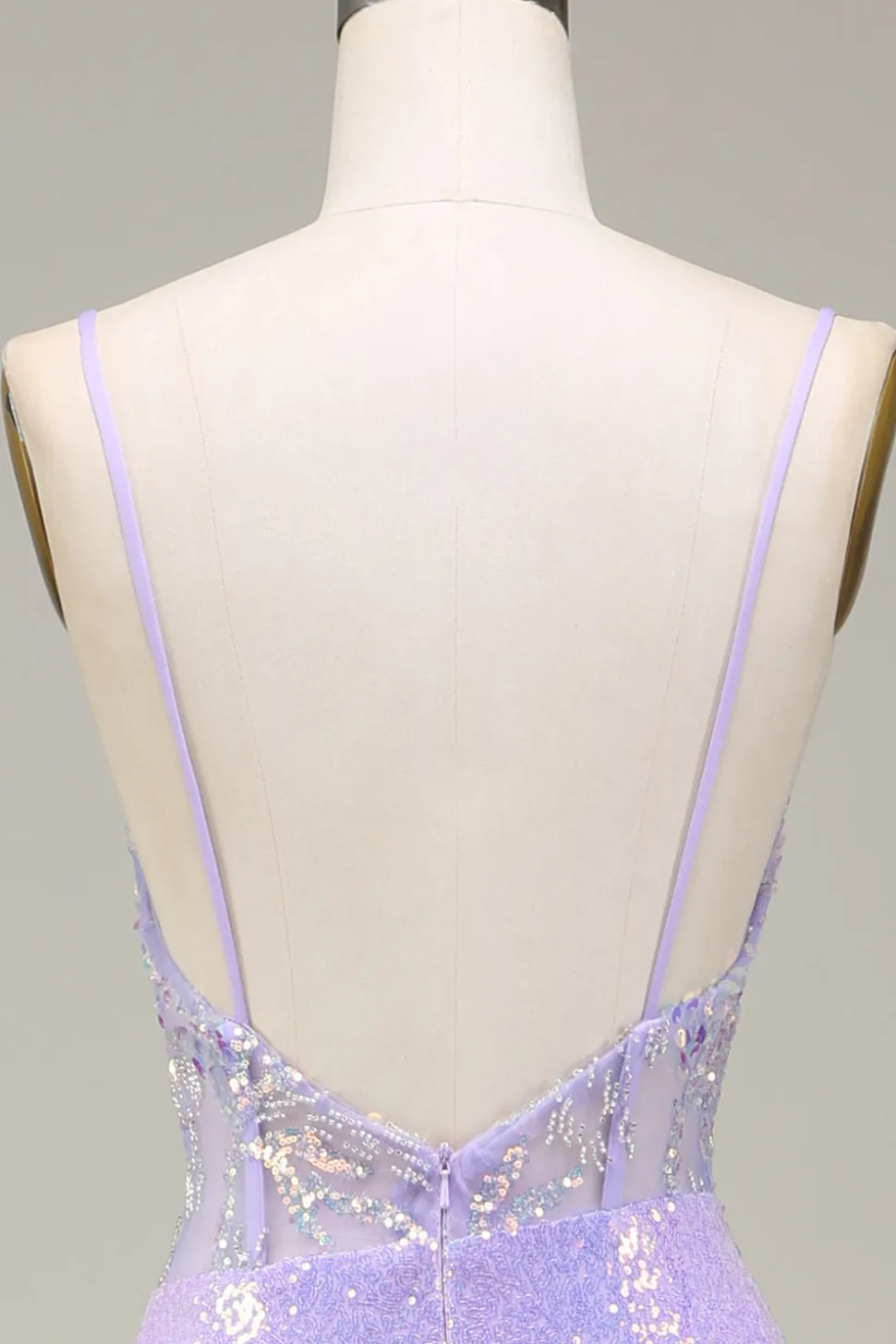 Brilhante Sereia LighT Purple Corset Prom Dress com Fenda
