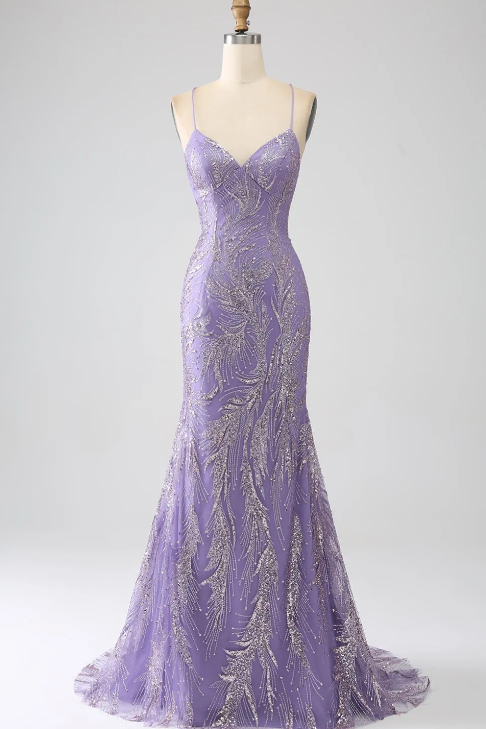 Brilhante Sereia Lilás Vestido Longo Baile