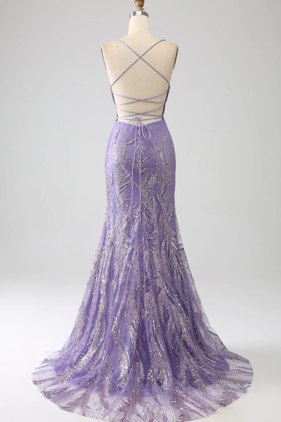 Brilhante Sereia Lilás Vestido Longo Baile