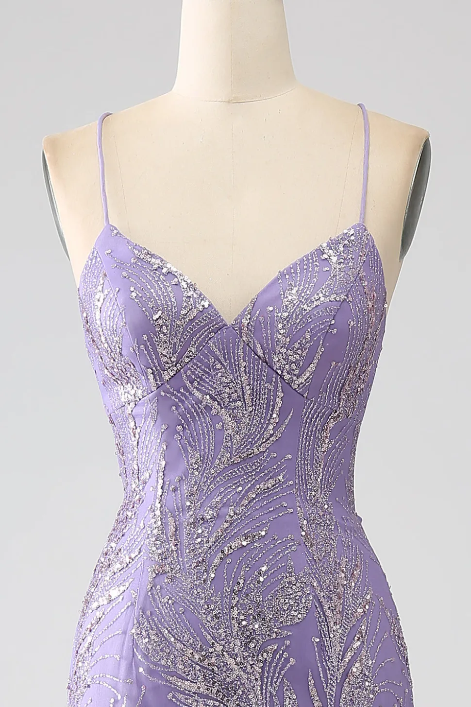 Brilhante Sereia Lilás Vestido Longo Baile