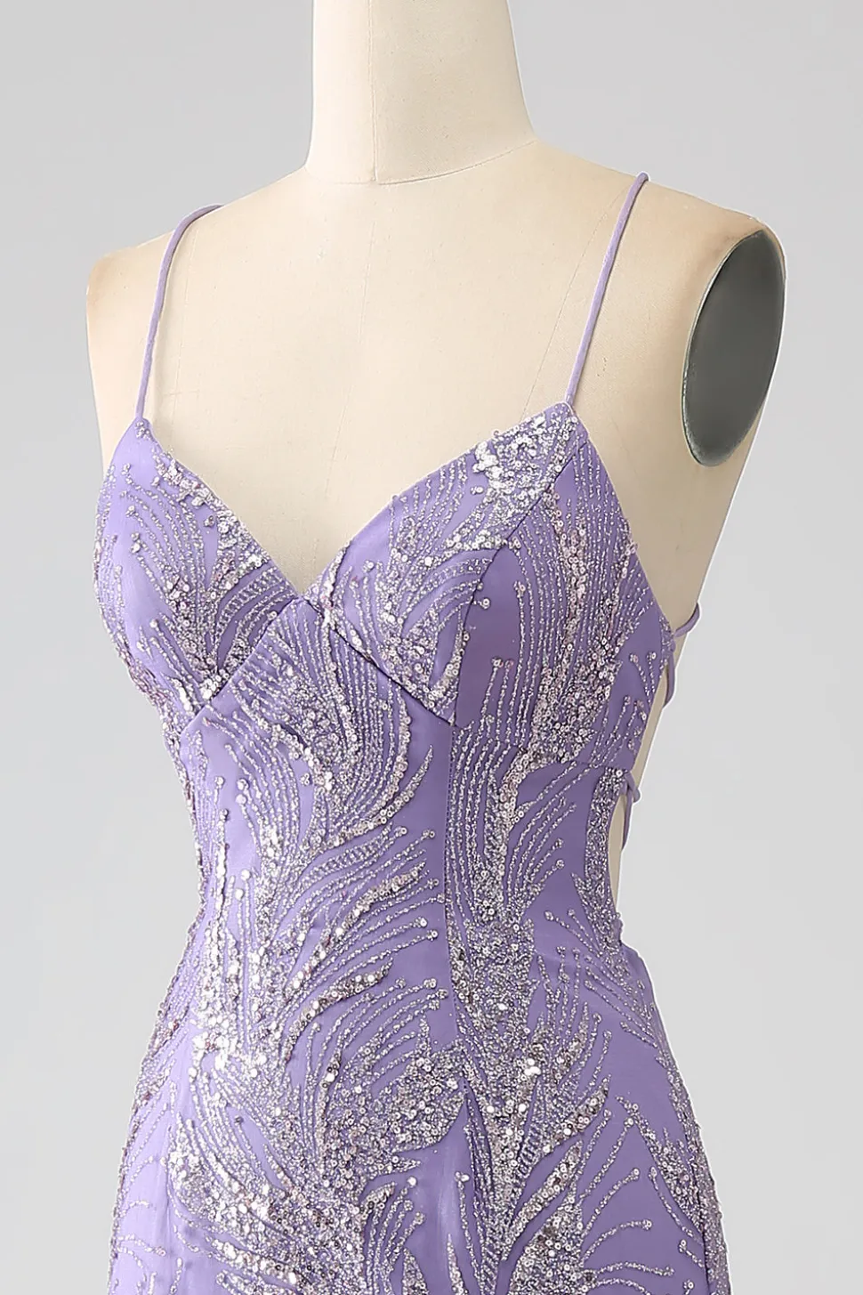 Brilhante Sereia Lilás Vestido Longo Baile