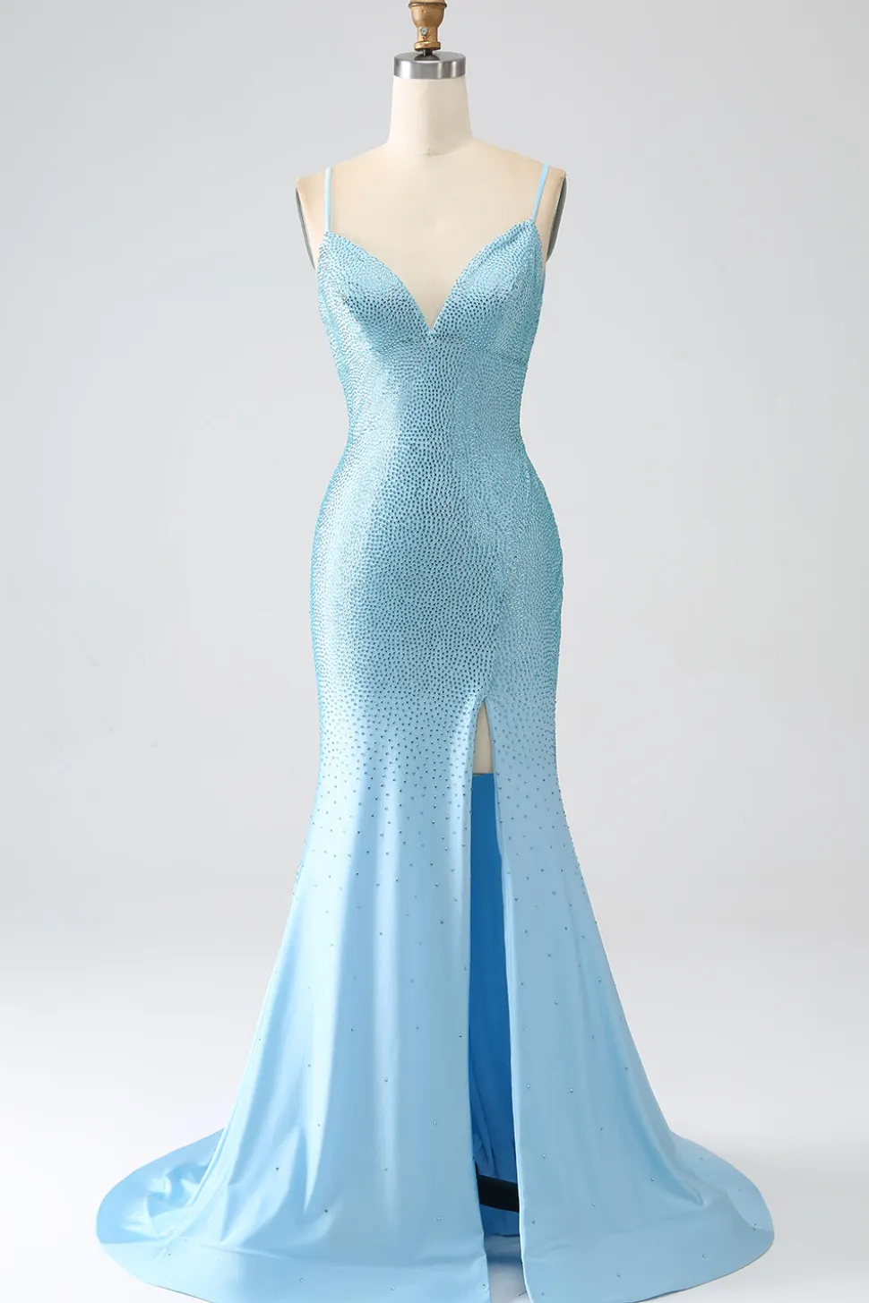Brilhante verde escuro frisado longo vestido de baile de formatura sereia com fenda
