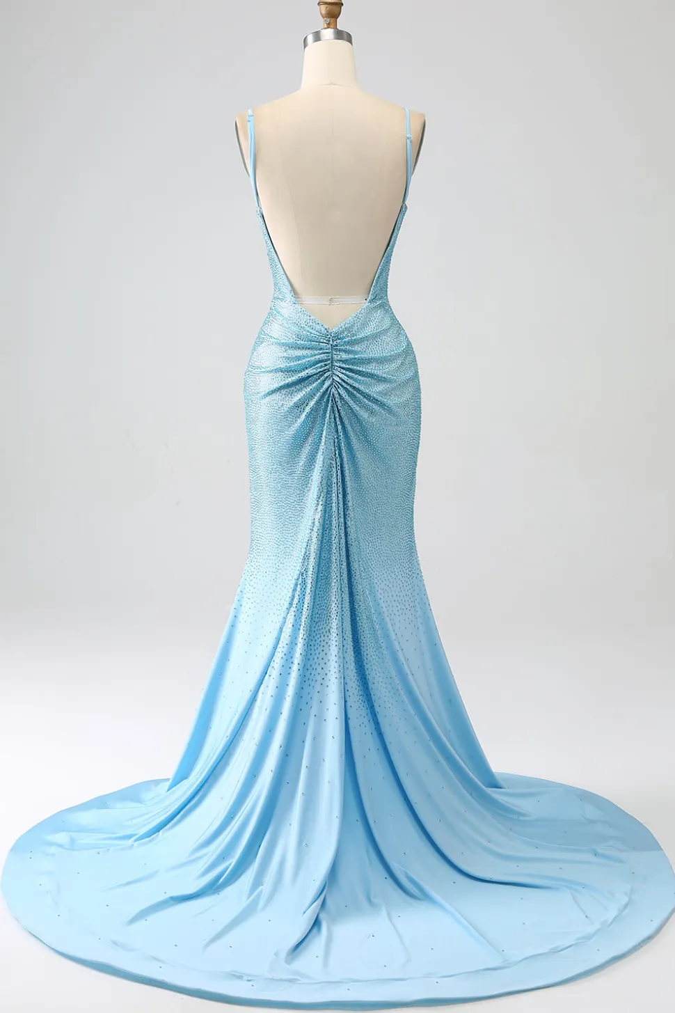 Brilhante verde escuro frisado longo vestido de baile de formatura sereia com fenda
