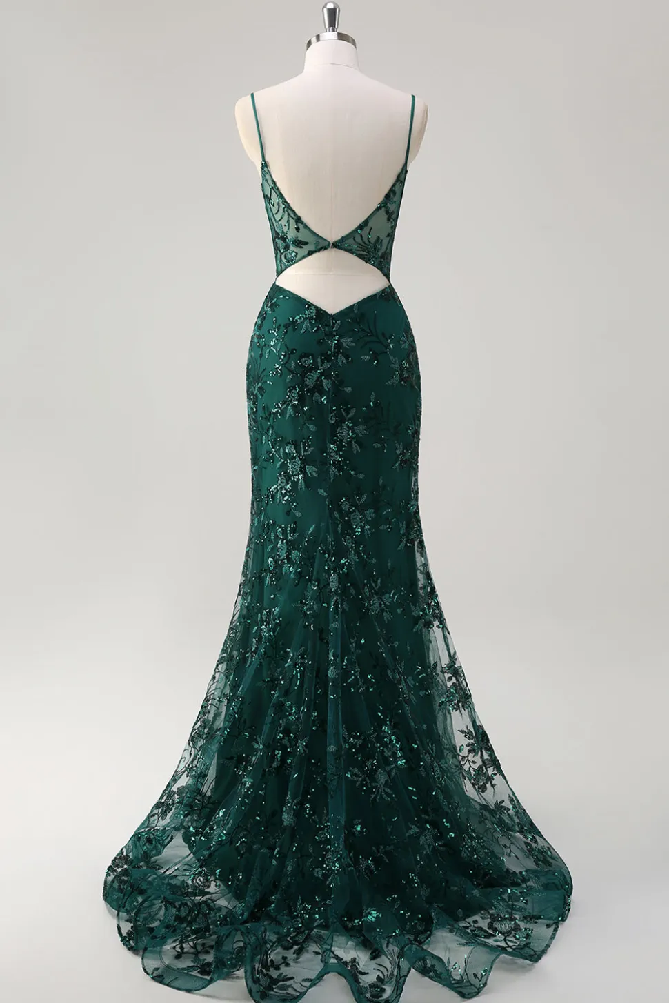 Brilhante Verde Escuro Sereia Esparguete Correias Corset Sequined Bordado Tulle Long Prom Dress