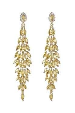 Brincos amarelos de strass Dangling