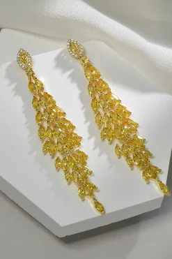 Brincos amarelos de strass Dangling