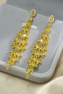 Brincos amarelos de strass Dangling