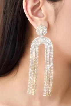 Brincos brancos Rhinestone Drop